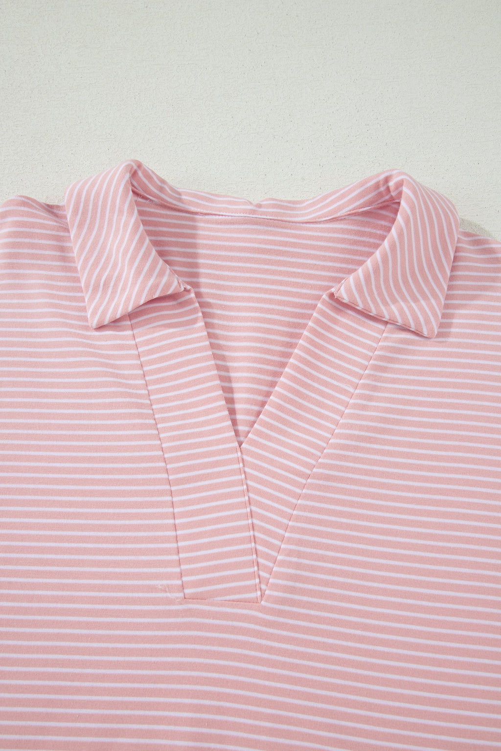 Pink Stripe Dolman Sleeve Polo Shirt and Drawstring Shorts Set