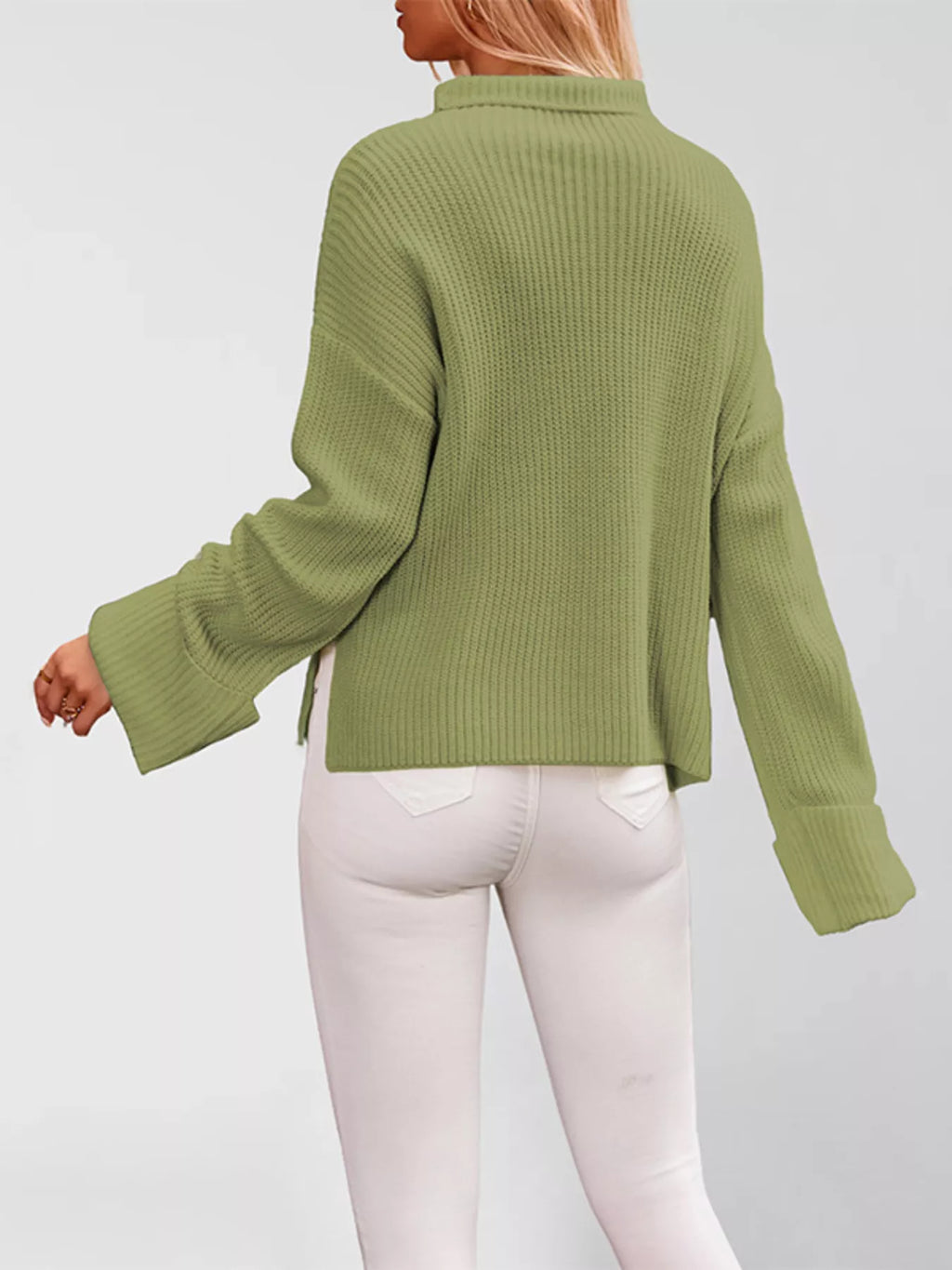 Mock Neck Dropped Shoulder Sweater