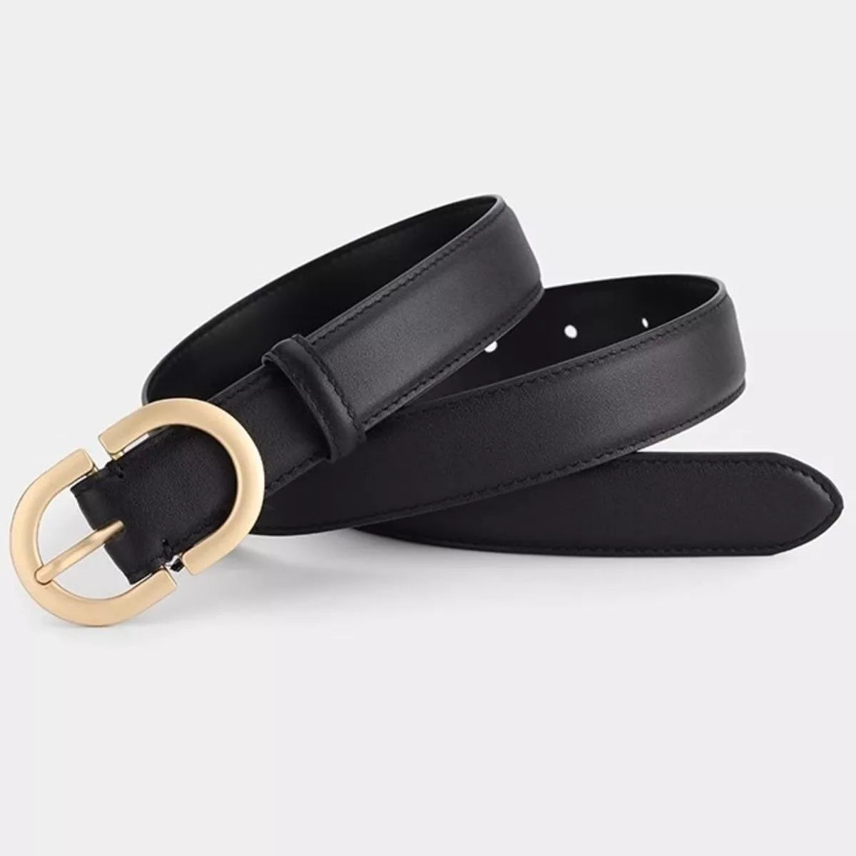 Gold Buckle Leather Belt