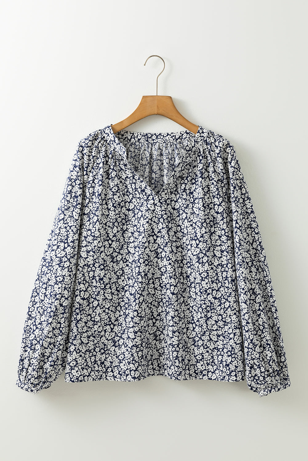 Floral V-Neck Puff Sleeve Blouse