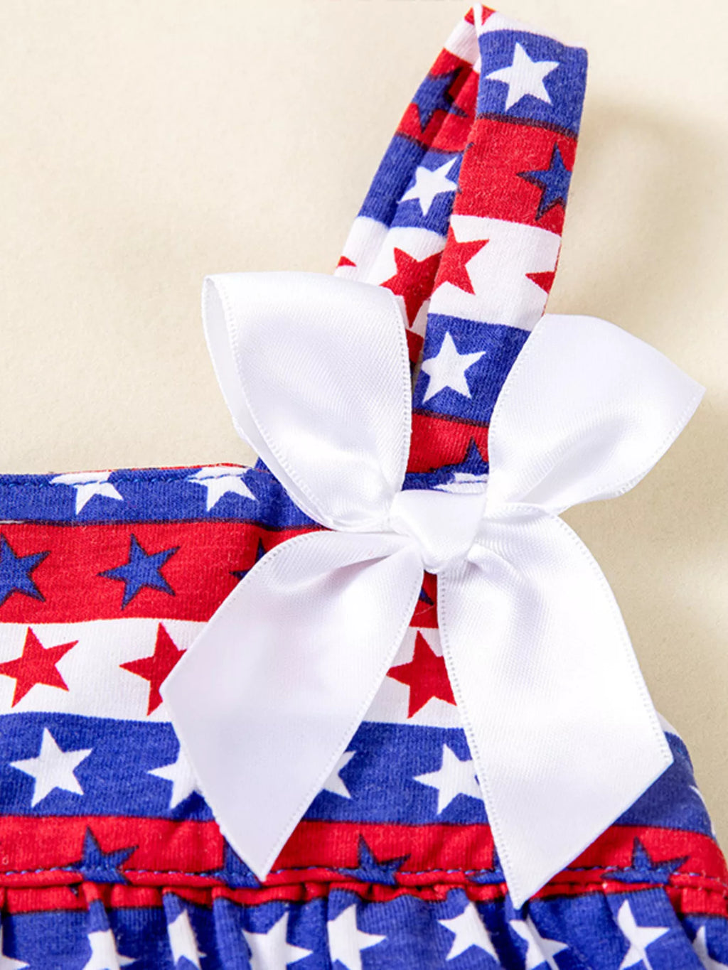 Children's Patriotic Star-Spangled Ruffled Dress and Shorts Set