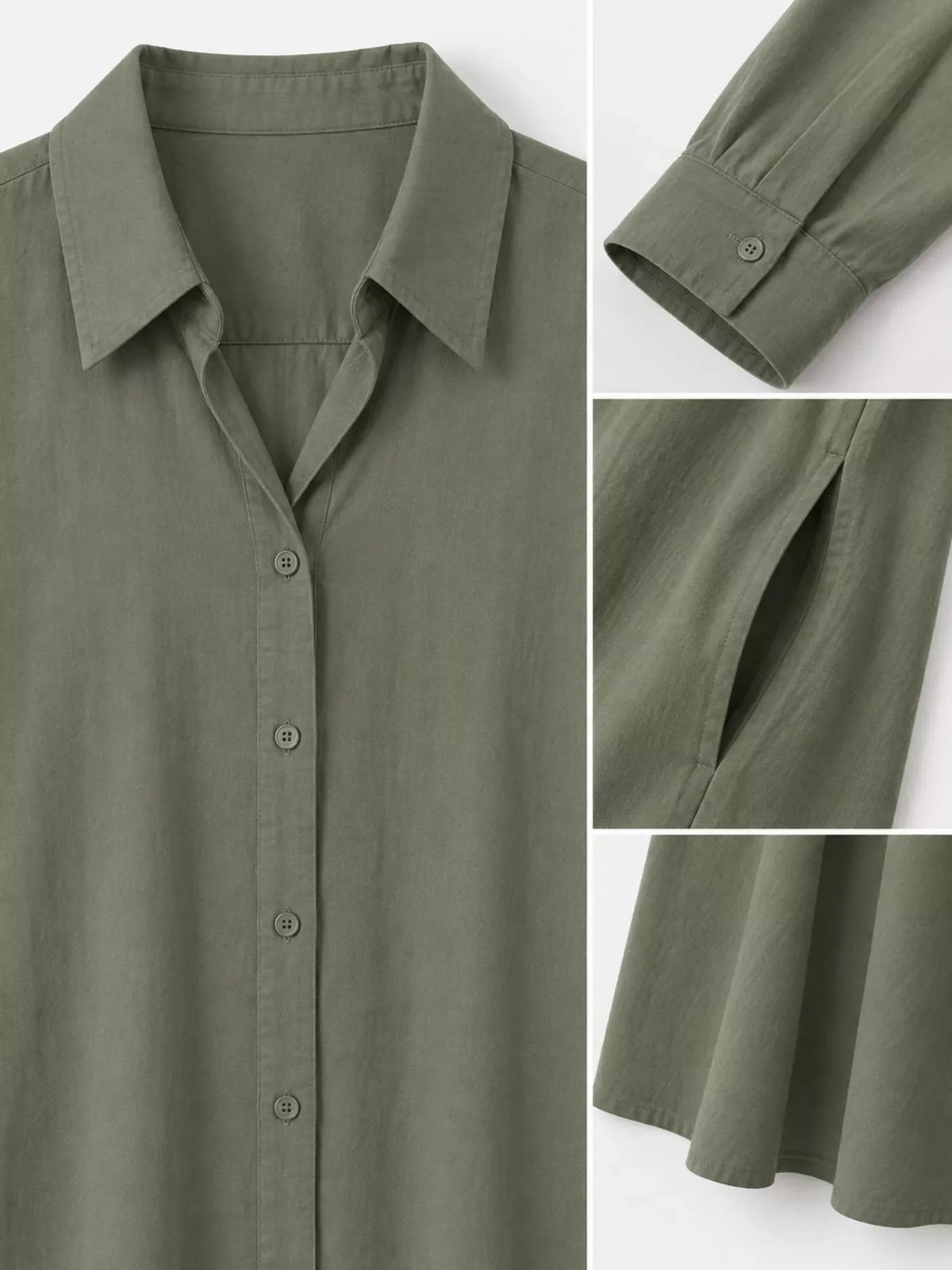 Full Size Button Front Long Sleeve Maxi Shirt Dress Plus Size