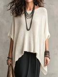 Full Size Loose Knit Cover Up with Asymmetrical Hem Plus Size