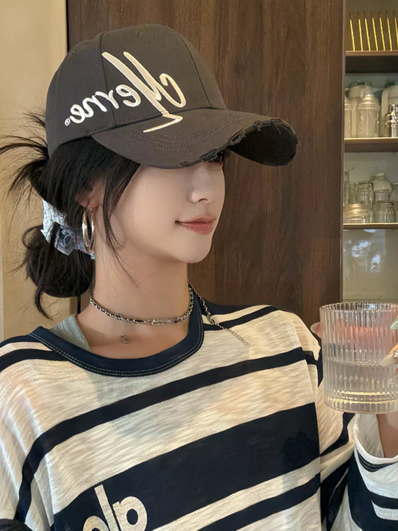 Embroidered Distressed Baseball Cap