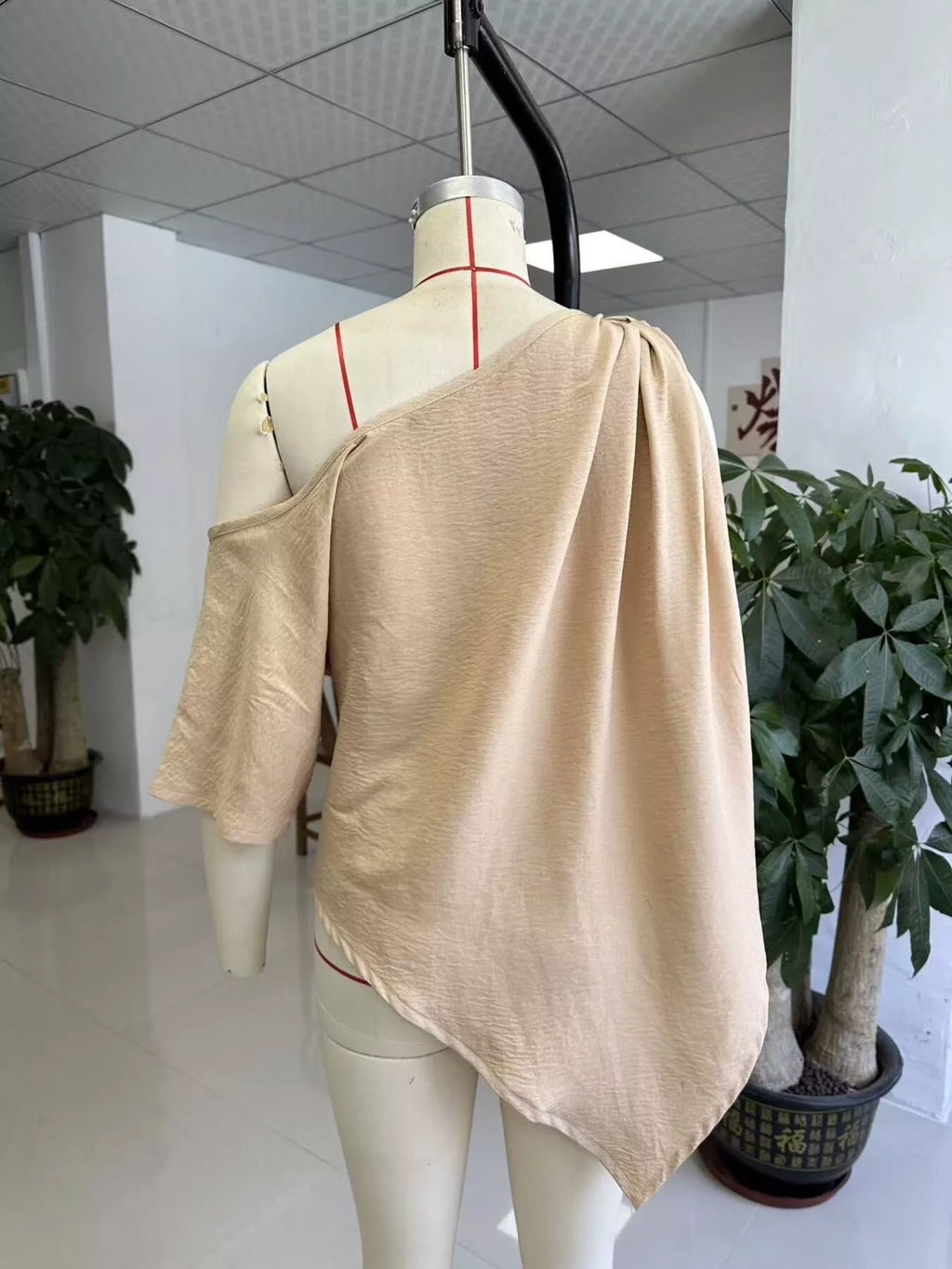Full Size One-Shoulder Knot Detail Blouse Plus Size