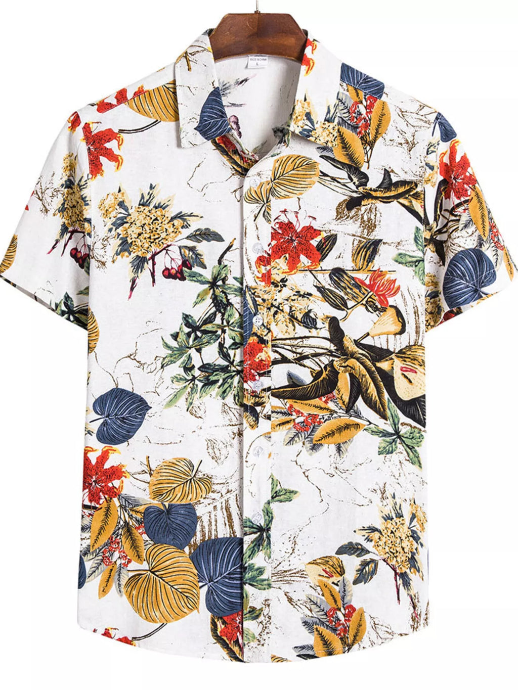 Men's Plus Size Printed Button Up Shirt