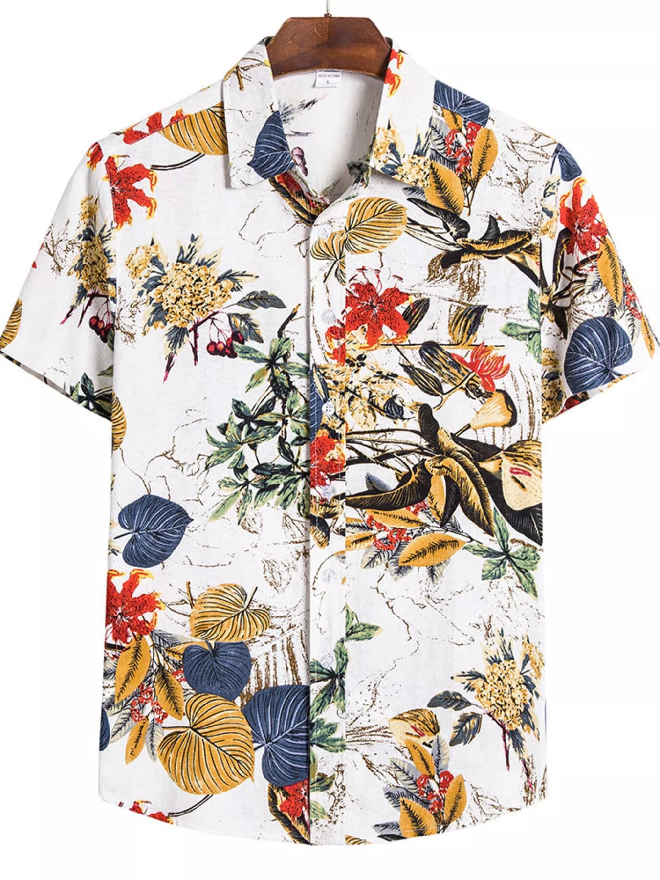 Men's Plus Size Printed Button Up Shirt