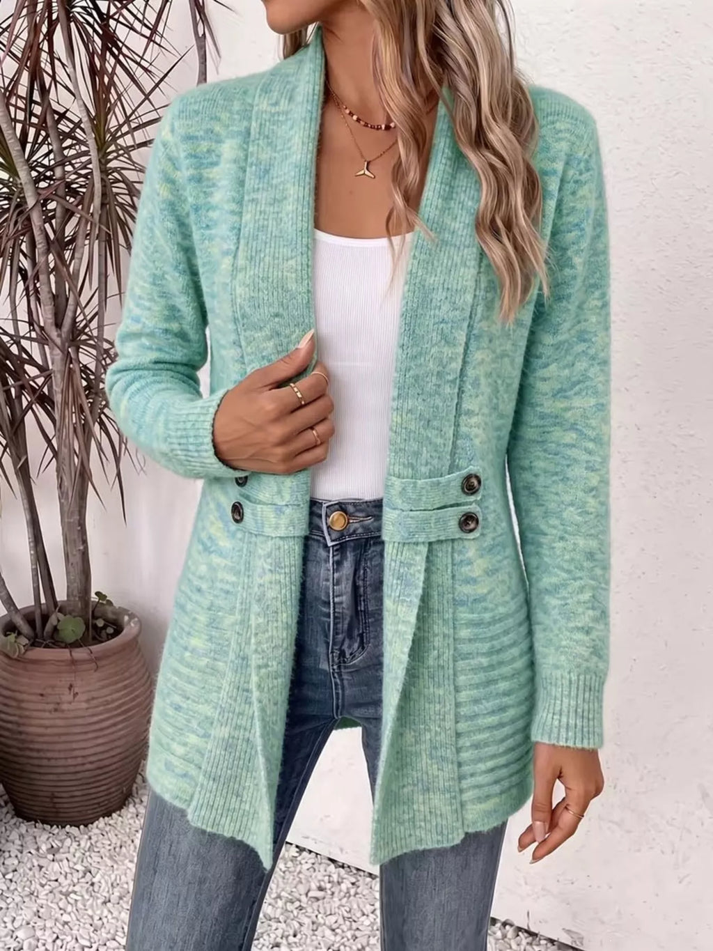 Full Size Open Front Long Sleeve Cardigan Plus Size