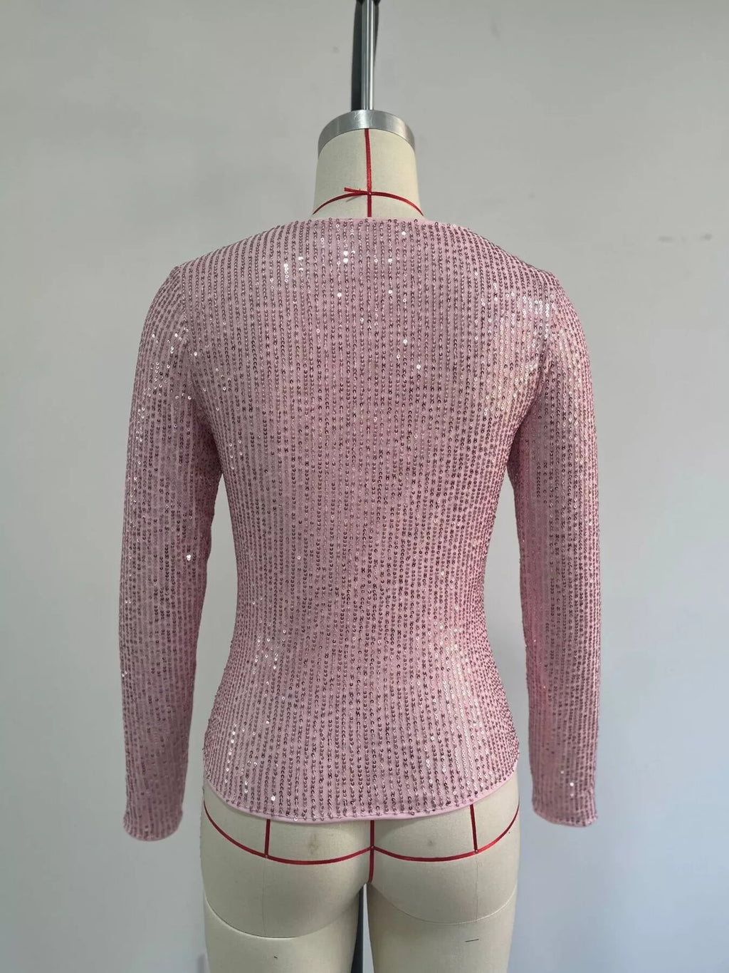 Sequin Long Sleeve Crop T-Shirt