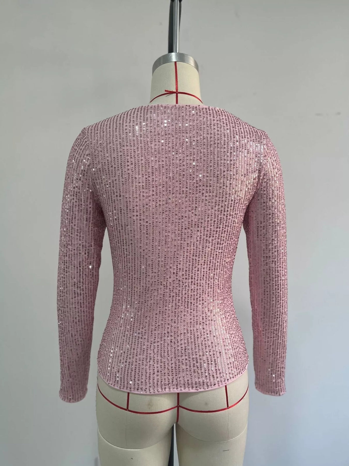 Sequin Long Sleeve Crop T-Shirt