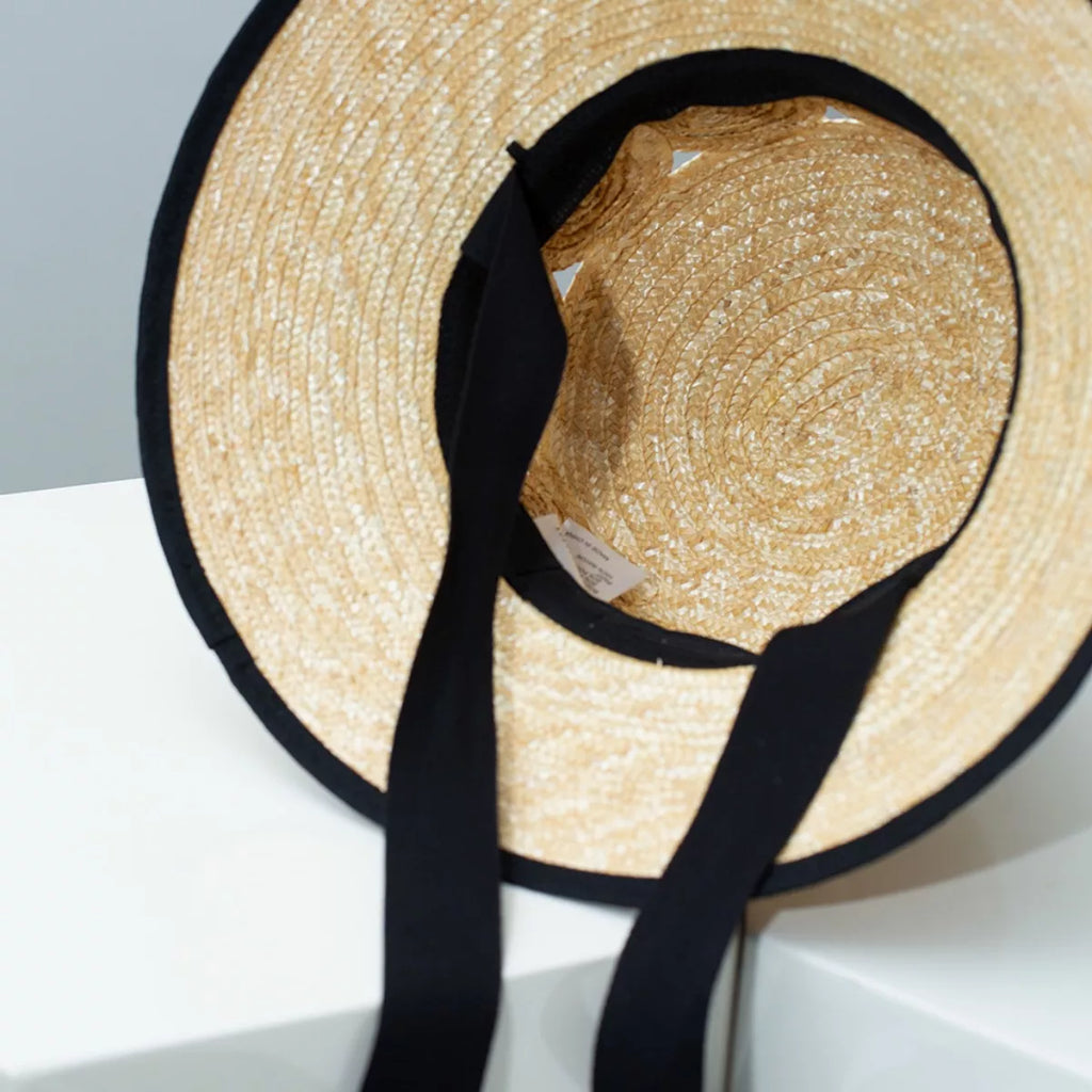 Straw Sun Hat with Contrast Trim