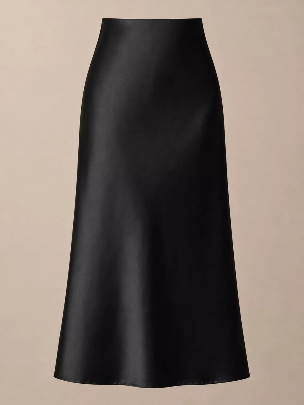 High-Waisted Satin Midi Skirt