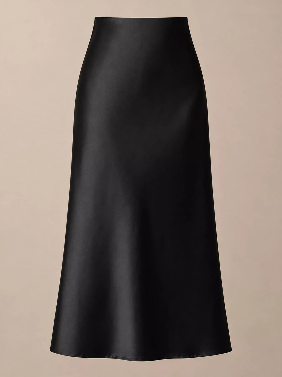 High-Waisted Satin Midi Skirt