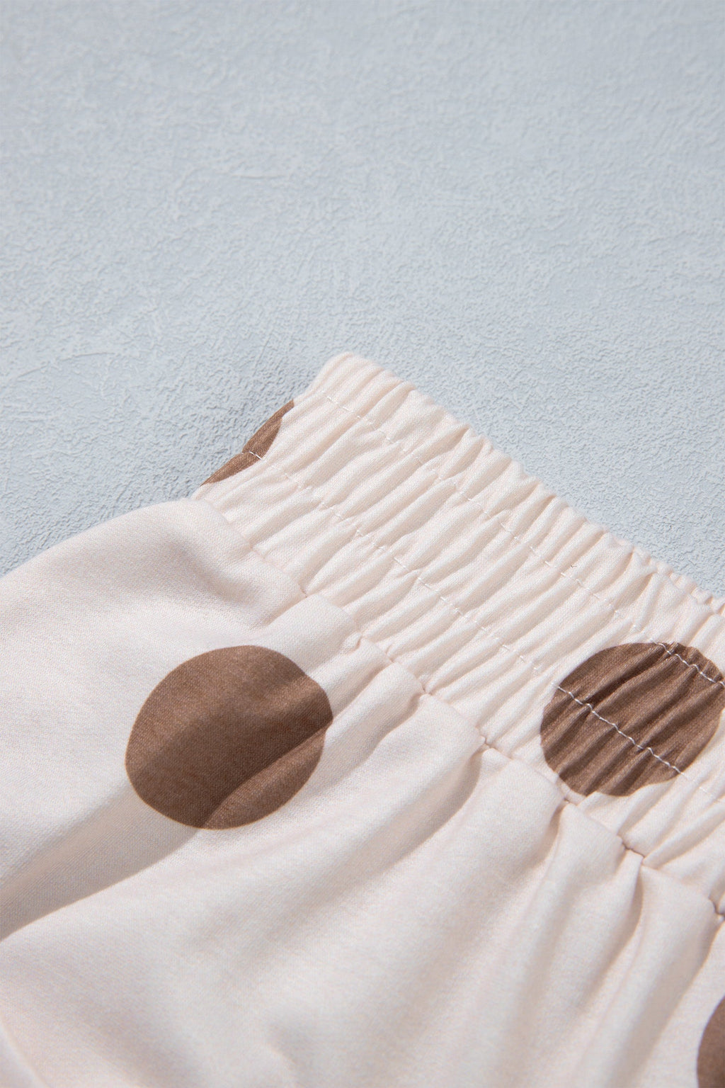 Brown Polka Dot Wide Leg Elastic Waist Casual Pants