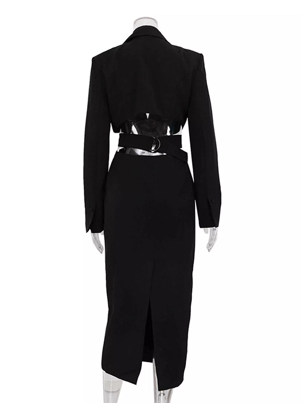 Button-Down Blazer Dress with Cut-out Waist