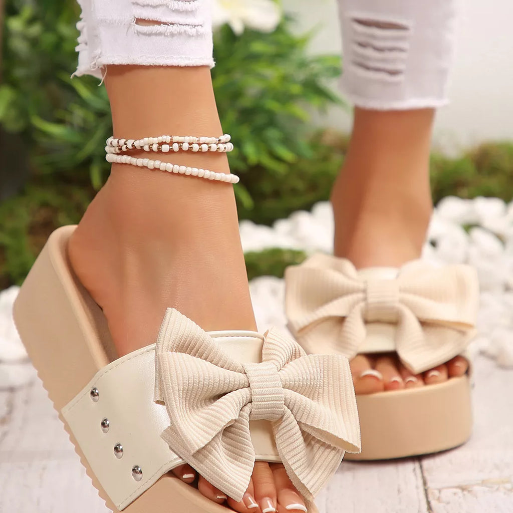 Bow Decor Platform Sandals