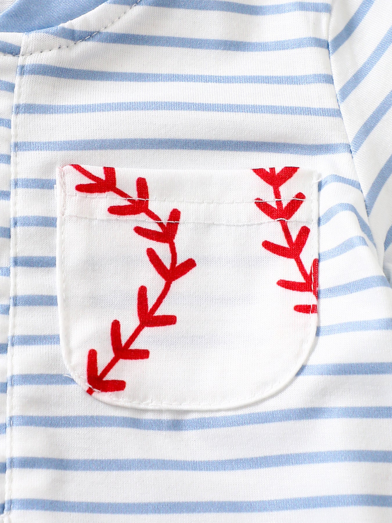 Children's Striped Bodysuit & Baseball Print Shorts & Hat 3-Piece Set
