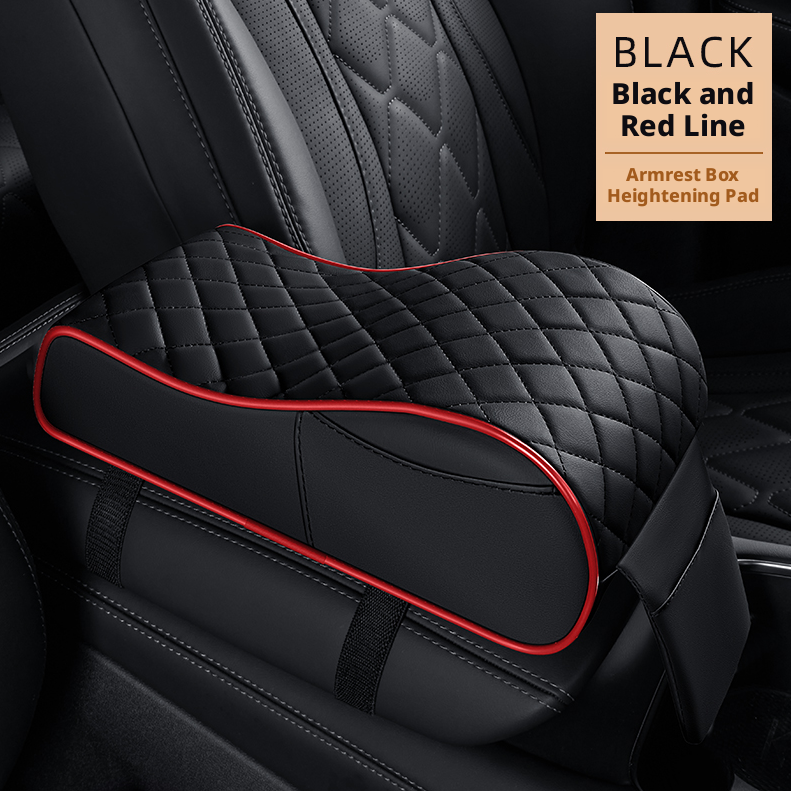 Car armrest box mat-black + red-1 piece