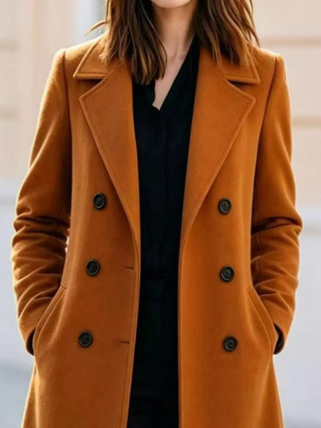 Double-Breasted Lapel Collar Coat