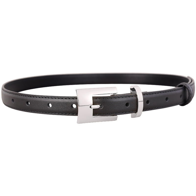 Leather Belt with Silver Buckle