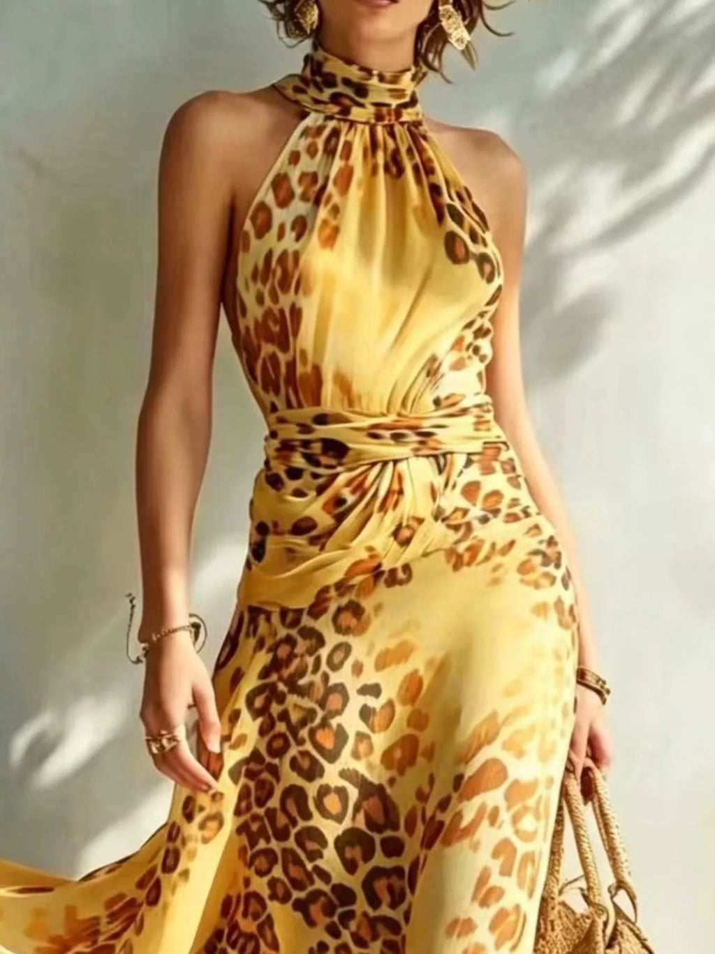 Leopard Print Sleeveless Maxi Dress