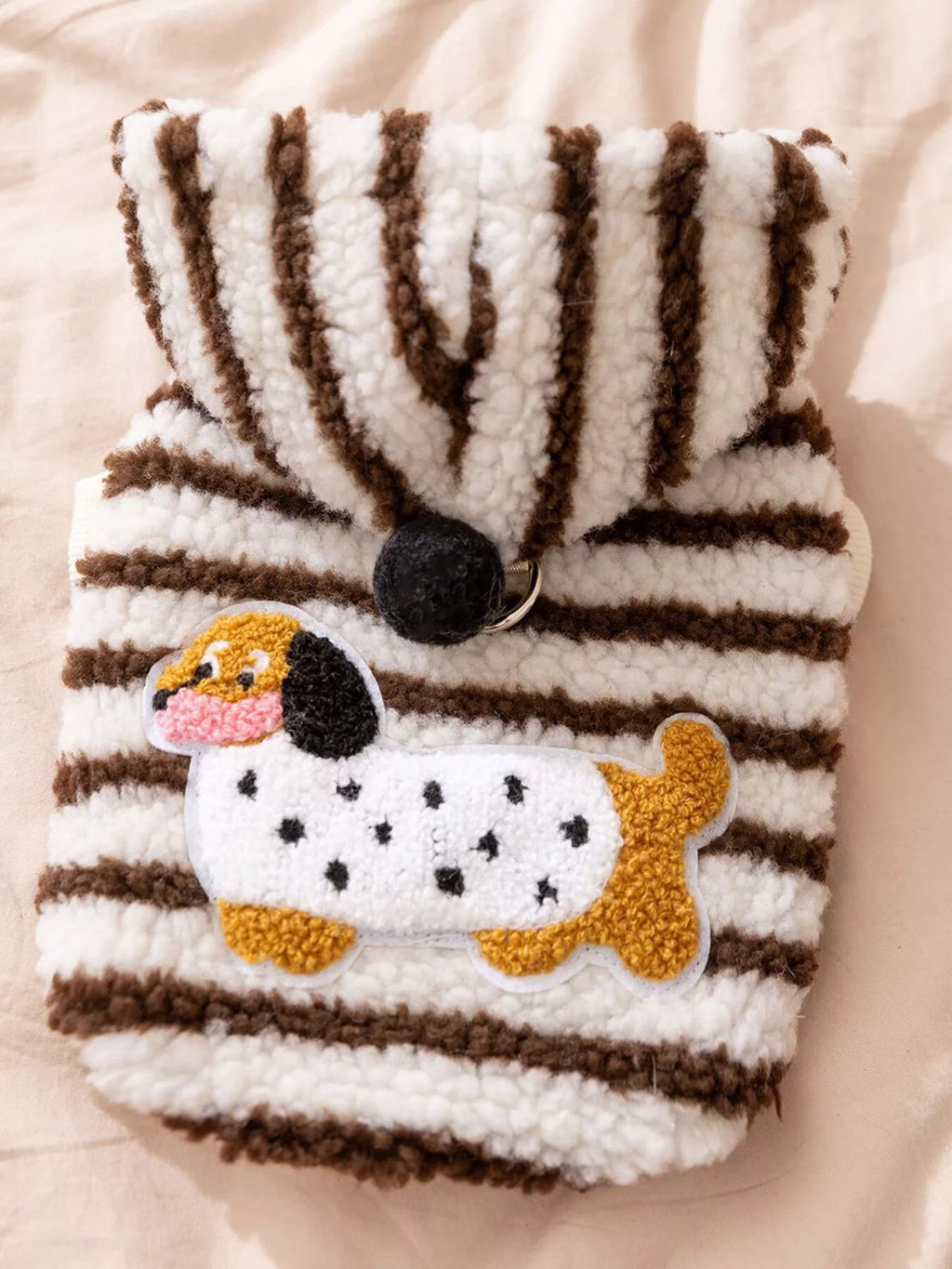 Striped Hooded Plush Pet Sweater