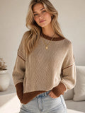 Ribbed Knit Side Slit Sweater