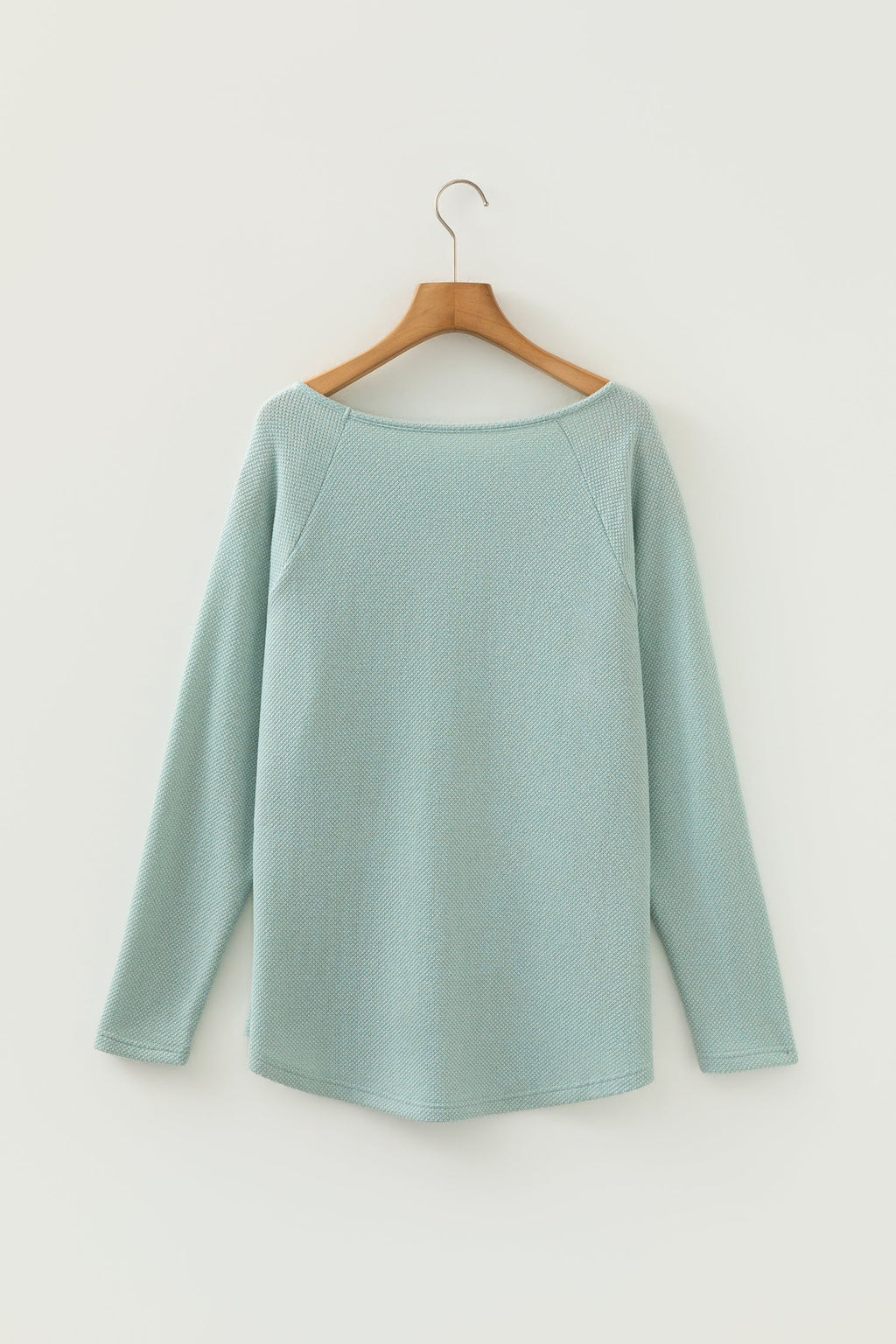 Solid Textured Knit Raglan Long Sleeve Top