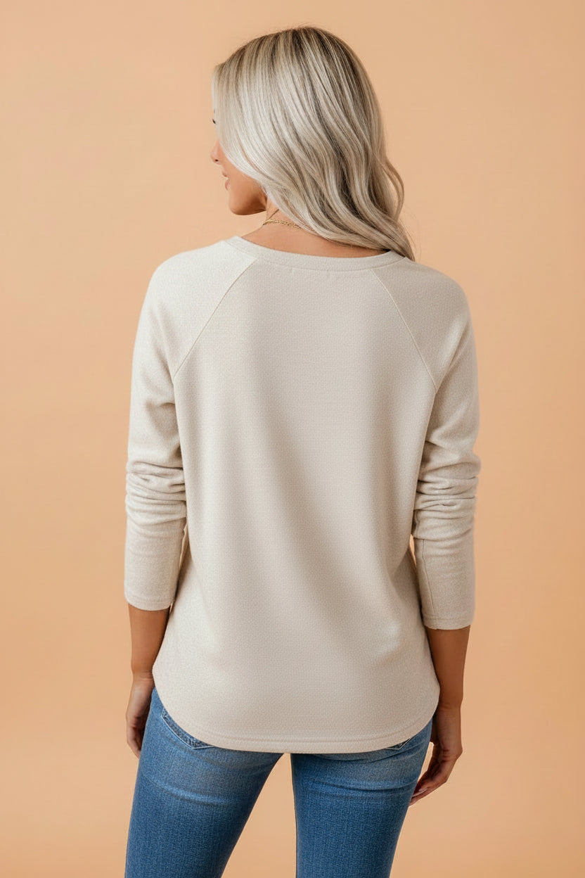 Leopard Patchwork Round Neck Long Sleeve Top