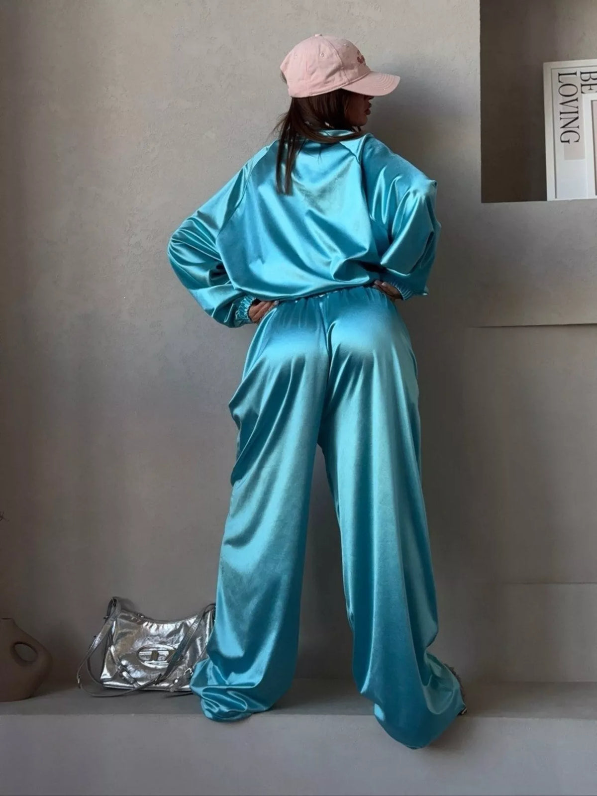 Zip Up Raglan Sleeve Jacket and Pants Set