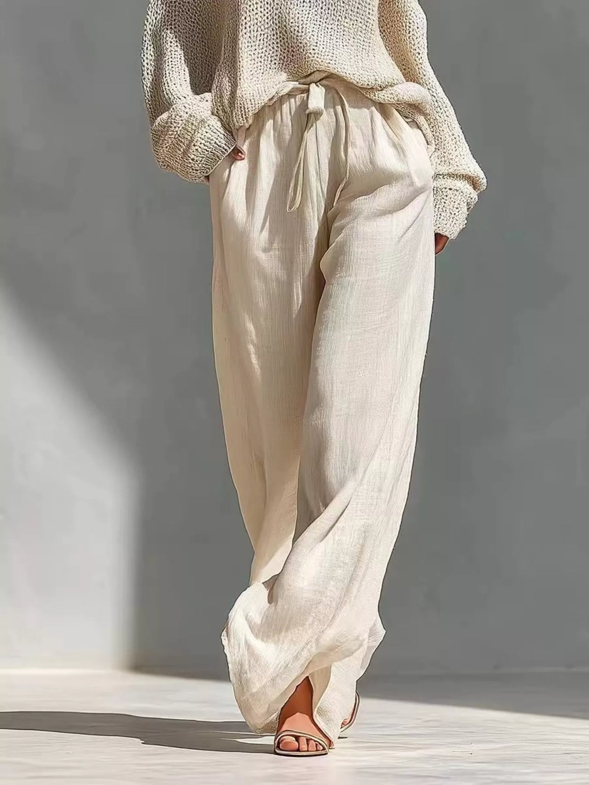 Cold Shoulder Turtleneck Top and Wide-Leg Pants Set