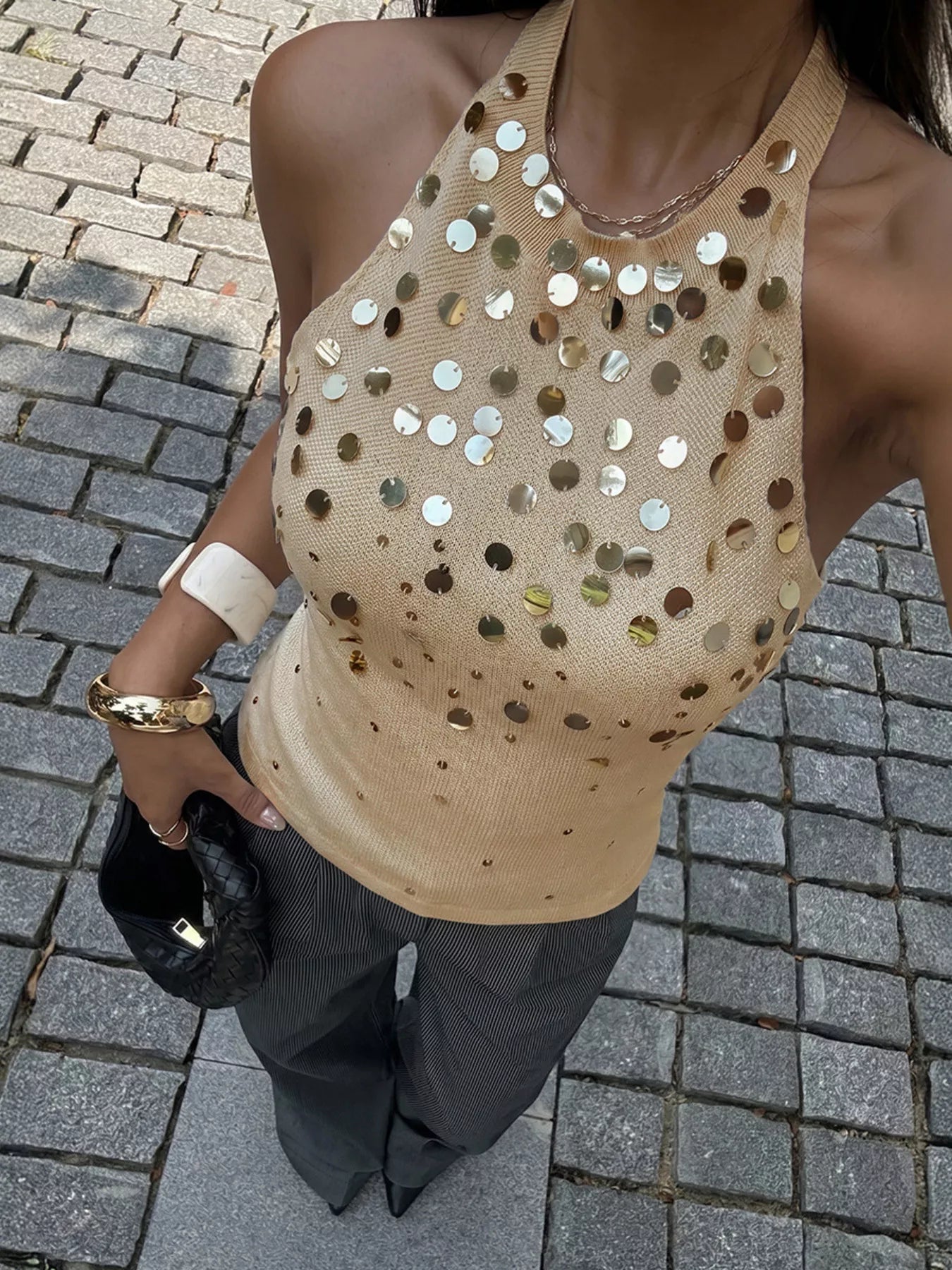 Sequin Halter Neck Cami