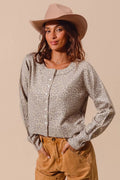 SO ME Two Tone Leopard Vintage Print Button Up Cardigan