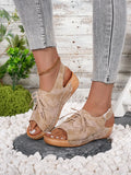 Lace Up Wedge Sandals