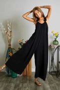 Elastic Ruffle Shoulder Halter Wide Leg Jumpsuit