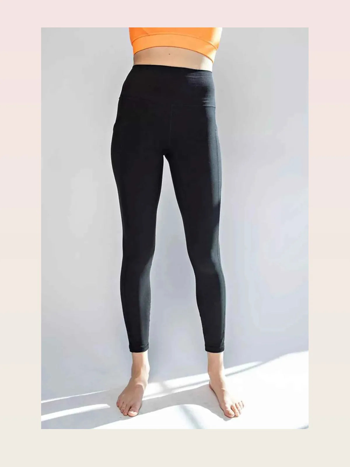 Black High Waist Wide Waistband Ankle Leggings