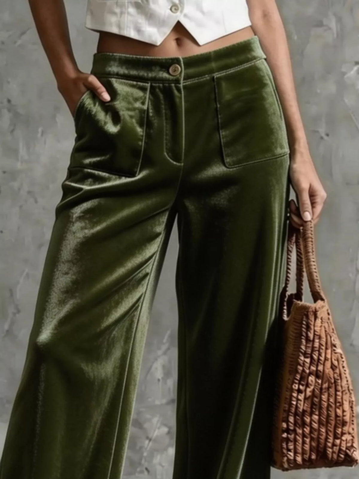Full Size Velvet Wide-Leg Pants Plus Size