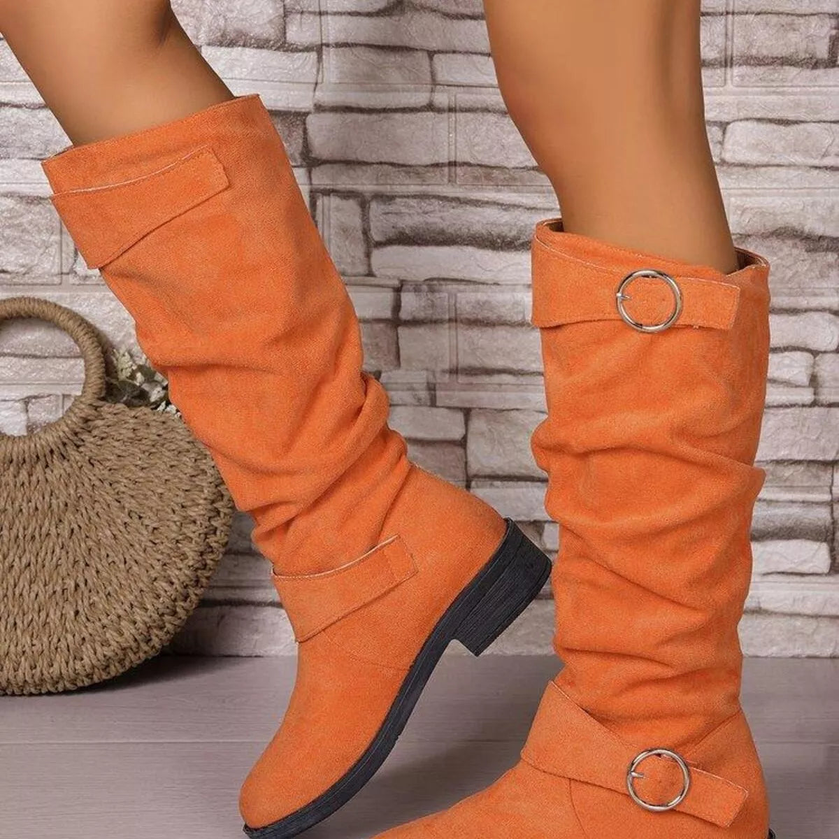 Point Toe Block Heels Slouch Boots