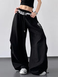 Drawstring Lace Detail Wide Leg Pants