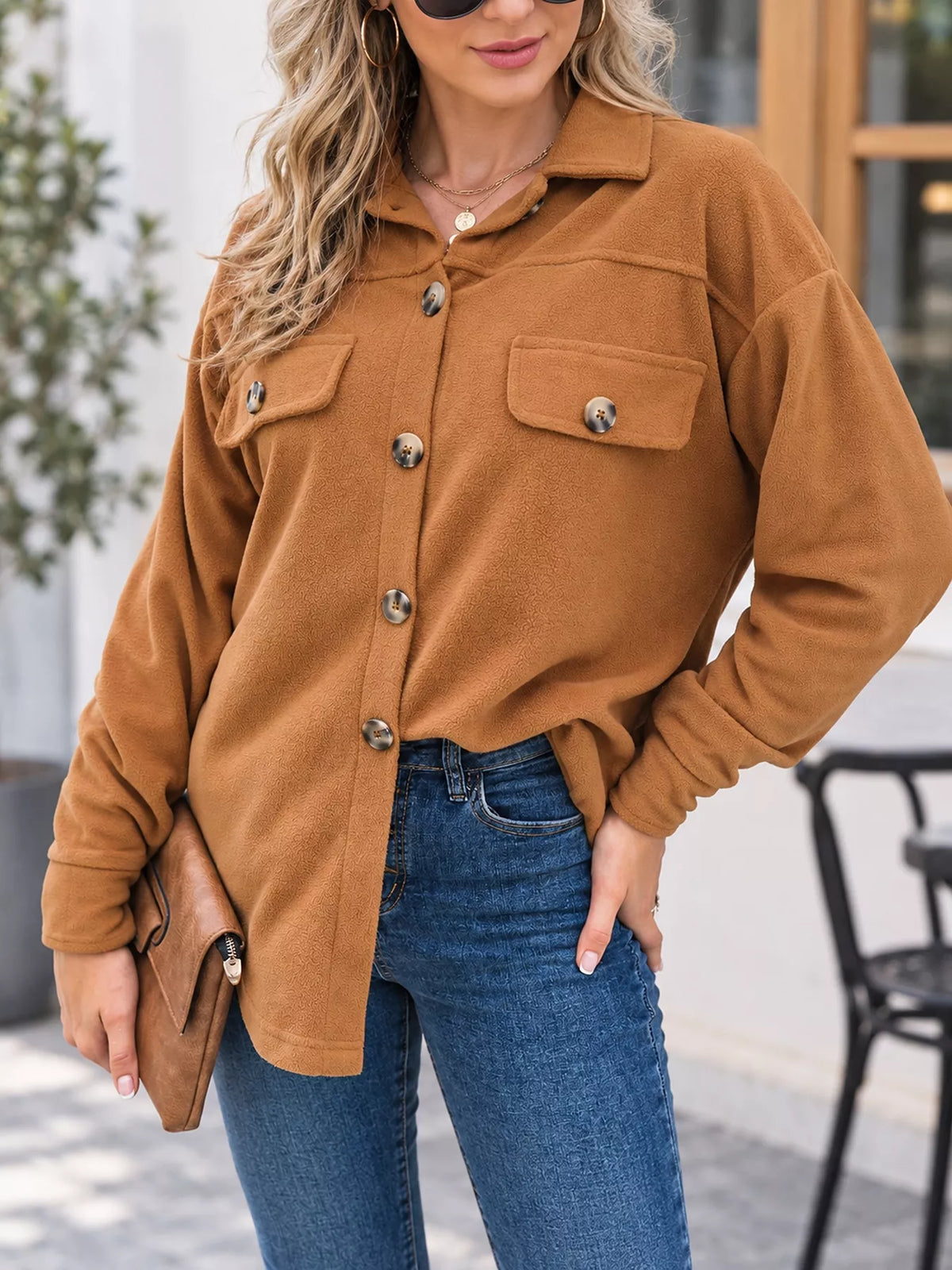 Button-Down Long Sleeve Shacket