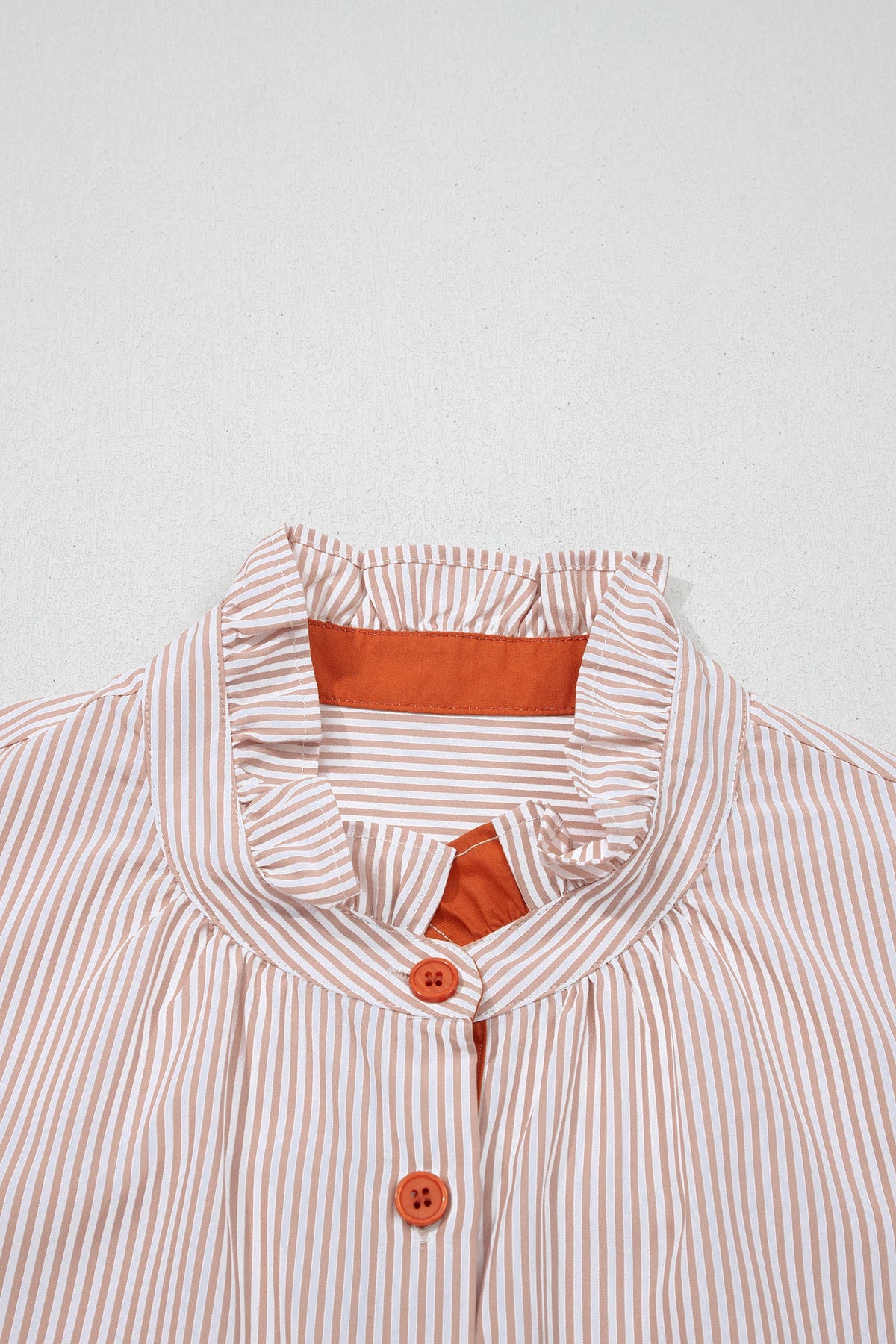 Stripe Colorblock Patchwork Frilled Collar Shirt