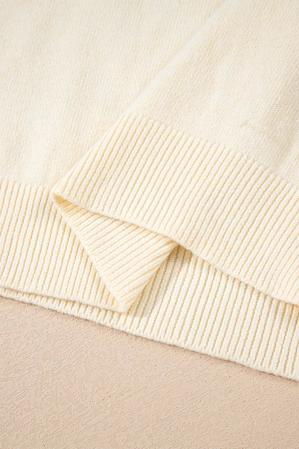 Button-Cuff Crew Neck Sweater