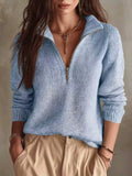 Half Zip Dropped Shoulder Sweater