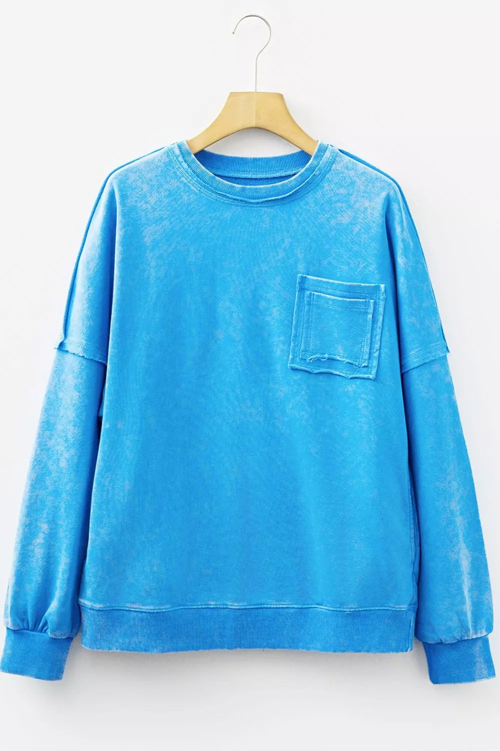 Mineral Wash Oversized Sweatshirt with Chest Pocket