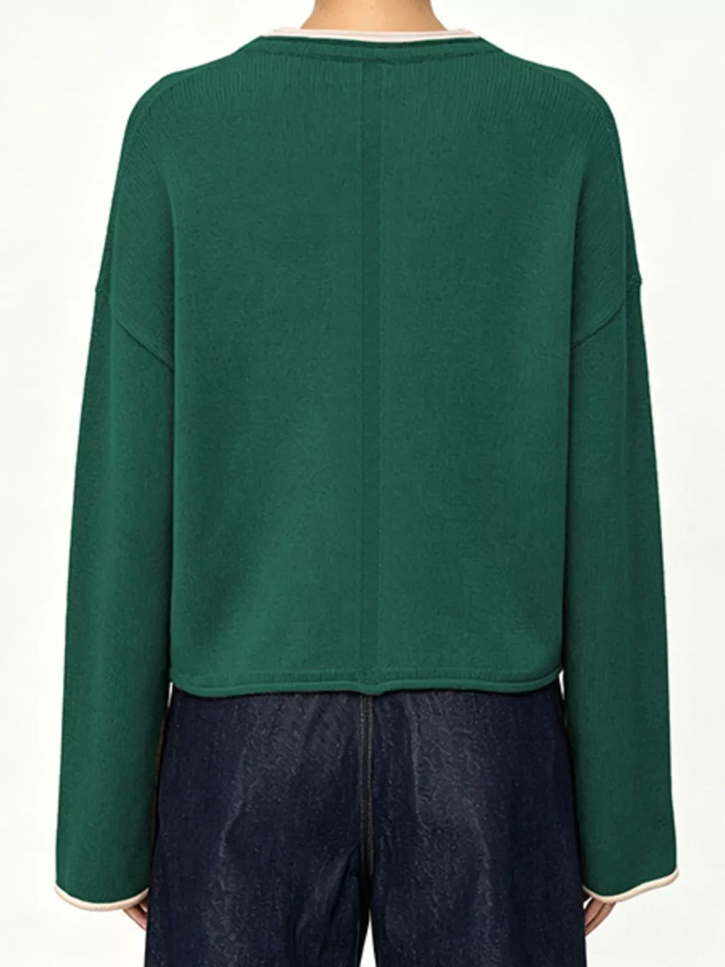 Crew Neck Dropped Shoulder Sweater