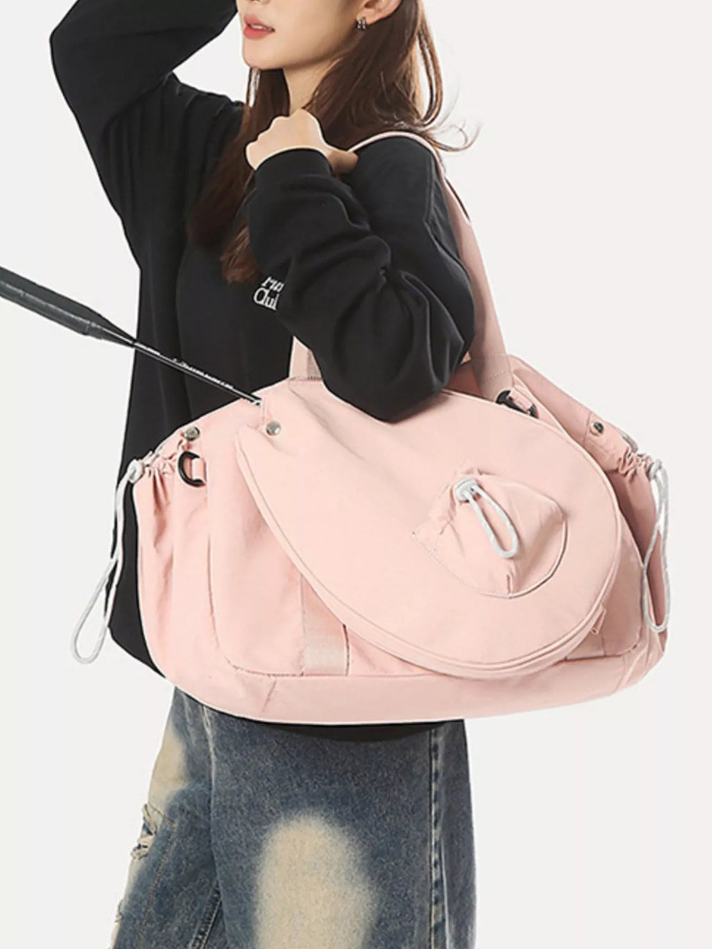 Sporty Duffel Bag with Integrated Racket Holder