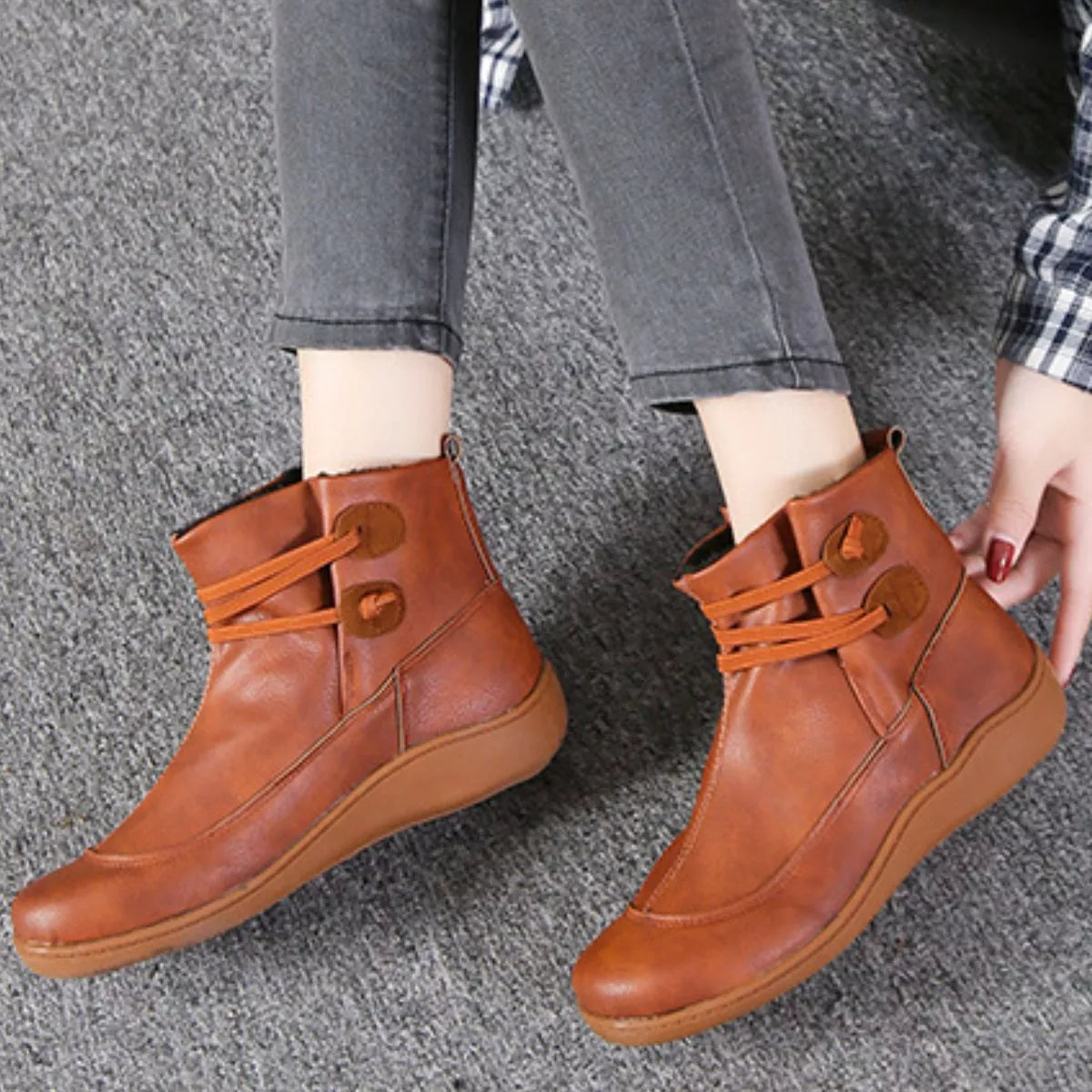 Button Detail Ankle Boots