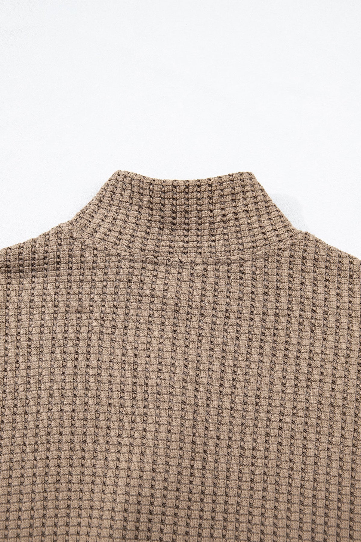 Solid Textured Knit Snap Button Collar Top