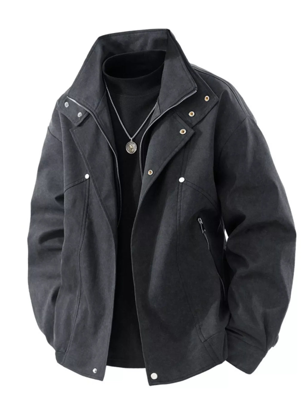 Men's Plus Size Casual Stand Collar Zipper Jacket