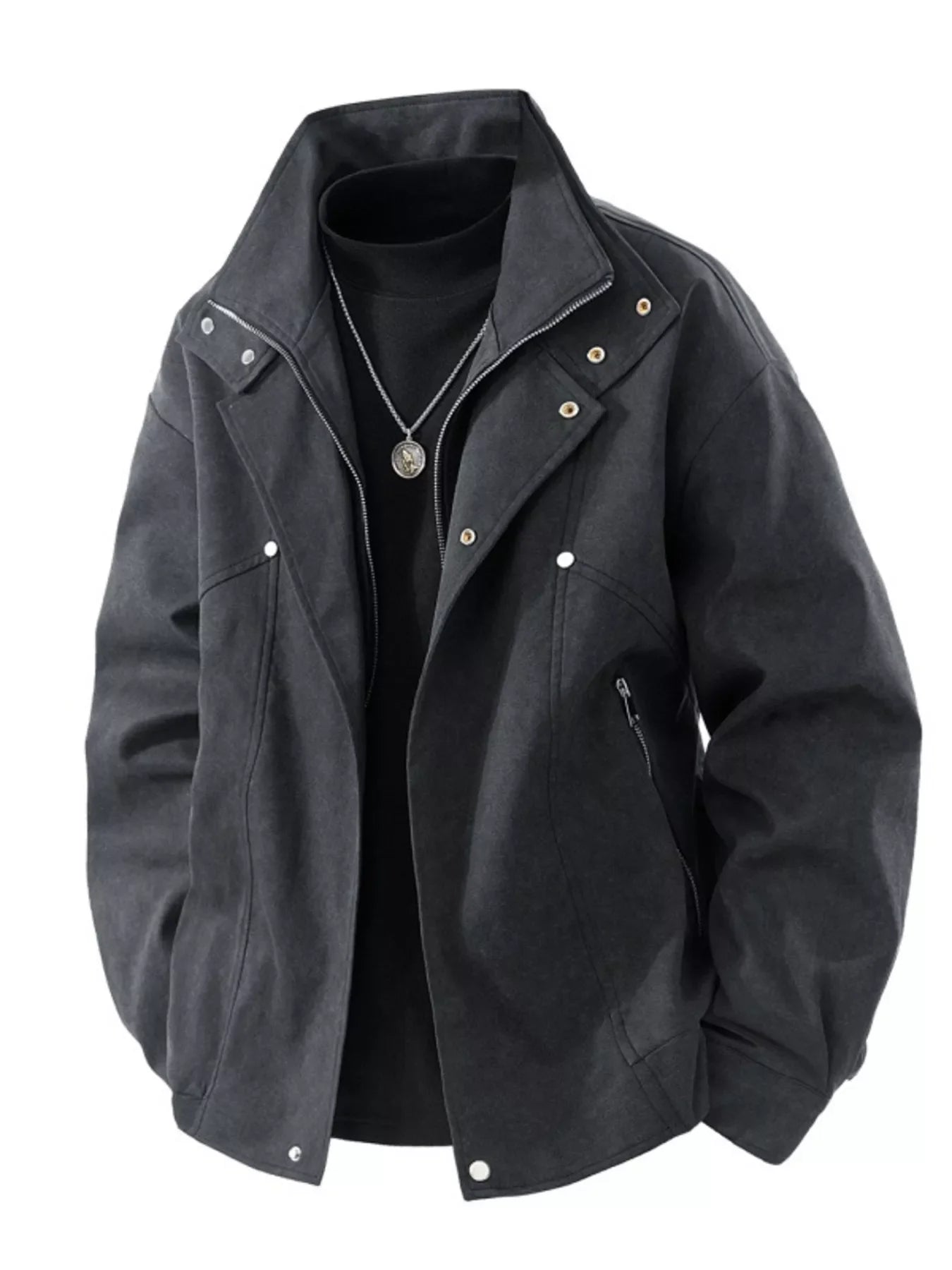 Men's Plus Size Casual Stand Collar Zipper Jacket